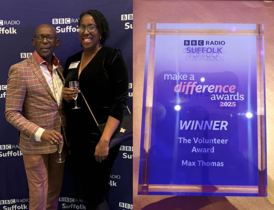 Max and Leah at the BBC Radio Suffolk Make a Difference Award Ceremony, Trinity Park, Ipswich on 17 September 2025